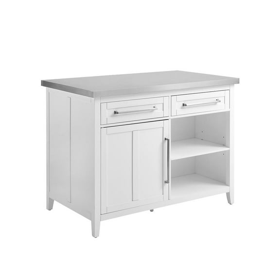 Crosley Furniture Silvia 2-Drawer Traditional Wood Kitchen Island in White/Gray