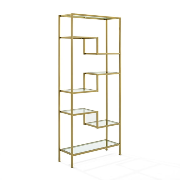 Crosley Furniture Sloane Art Deco Glass Metal Etagere in Gold