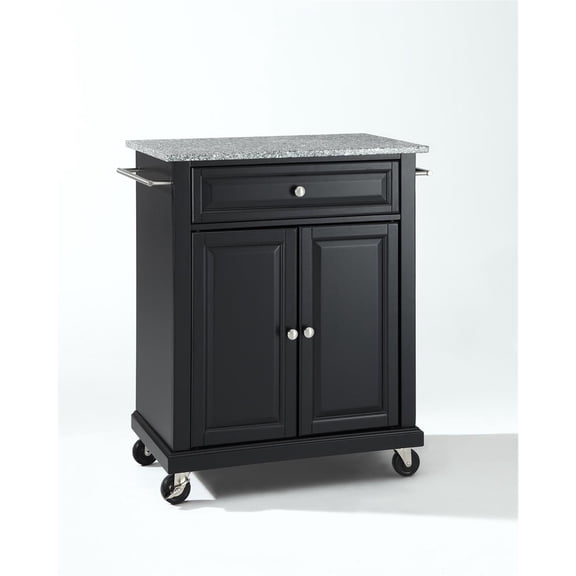 Crosley Furniture Solid Granite/Wood Portable Kitchen Cart in Black/Gray