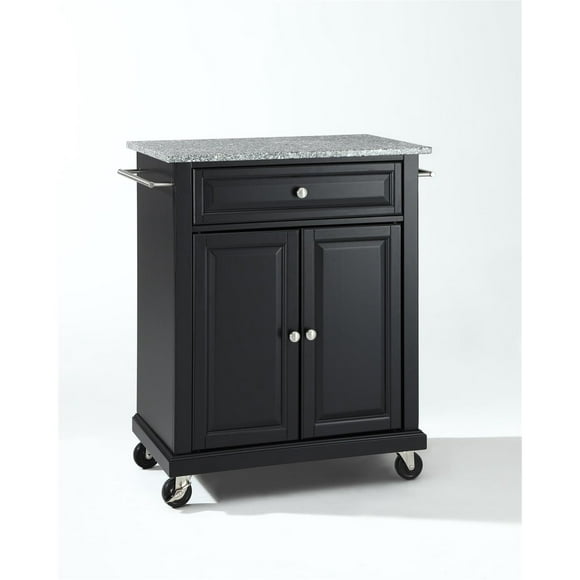 Crosley Furniture Solid Granite/Wood Portable Kitchen Cart in Black/Gray