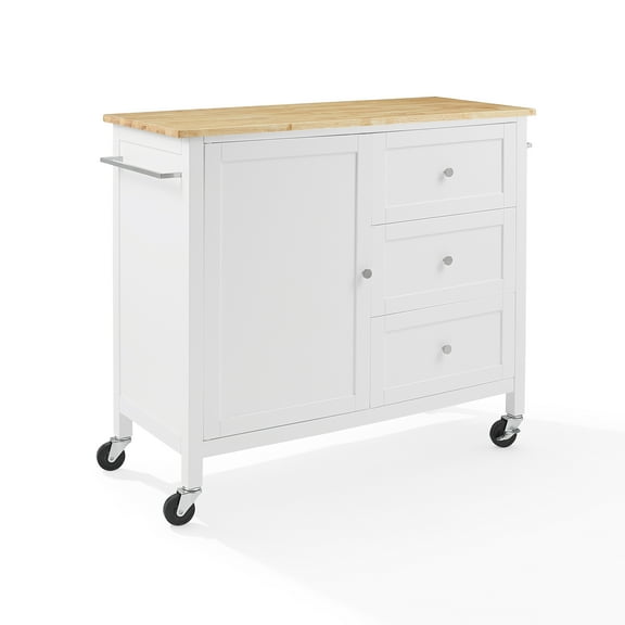 Soren Wood Top Kitchen Island/Cart White/Natural