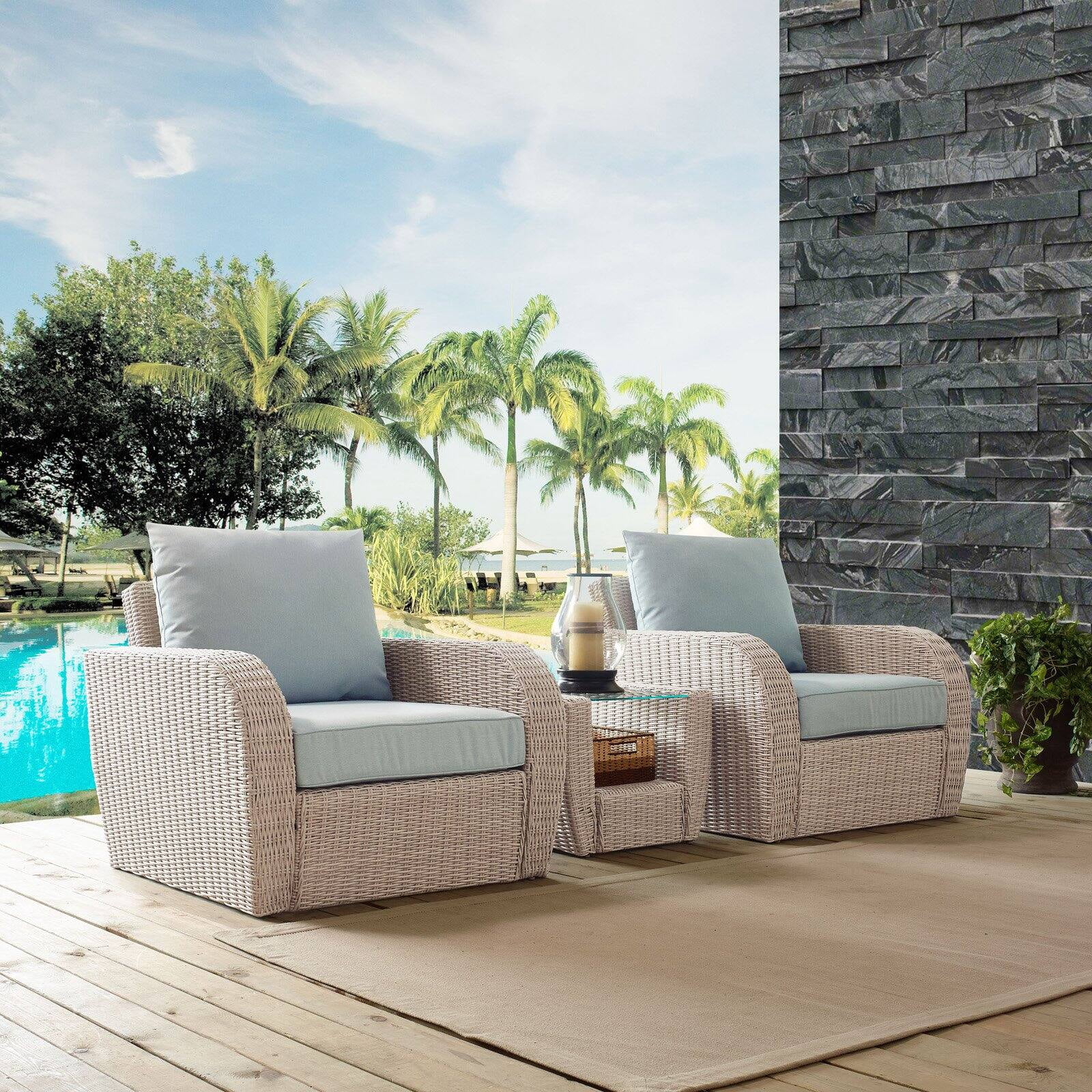 Crosley Furniture St Augustine 3 Pc Outdoor Wicker Seating Set With ...