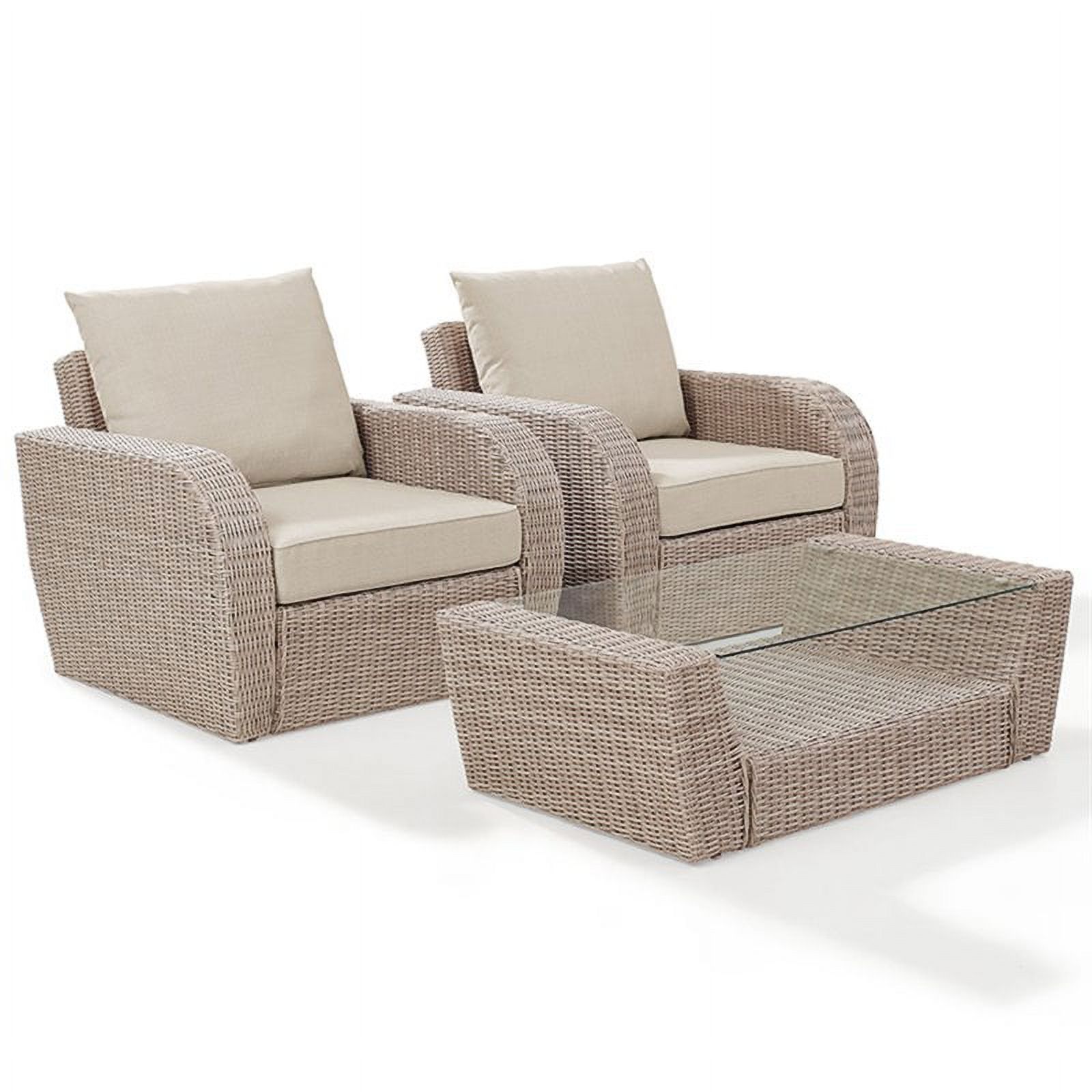 Crosley Furniture St Augustine 3 Pc Outdoor Wicker Seating Set With
