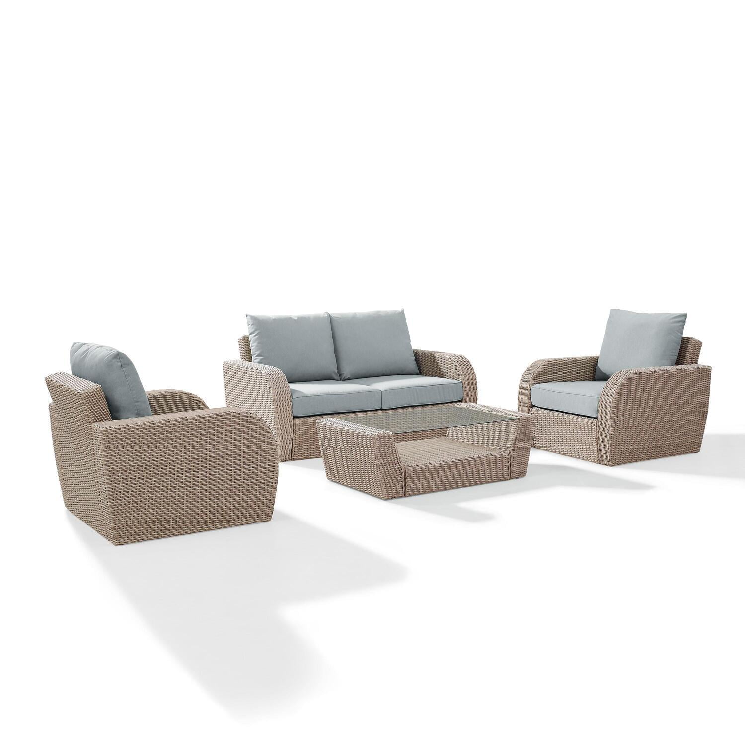 Crosley Furniture St Augustine 4 Pc Outdoor Wicker Seating Set With