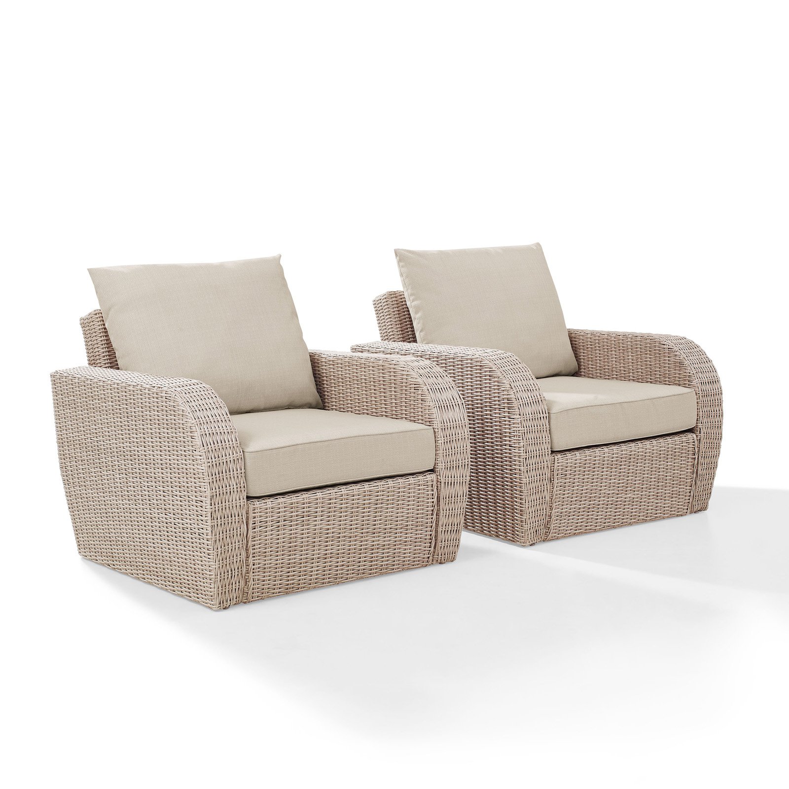 Crosley Furniture St Augustine Outdoor Wicker Arm Chair In Weathered White With Universal Oatmeal Cushion - image 1 of 11