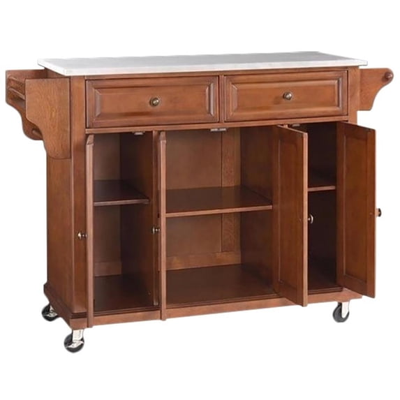STAINLESS STEEL TOP KITCHEN CART/ISLAND IN CLASSIC CHERRY FINISH