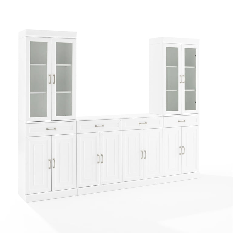 Stanton 3pc Sideboard & Glass Door Pantry Set, White - Walmart.com