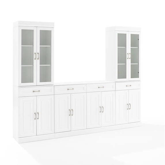 Stanton 3Pc Sideboard And Glass Door Pantry Set White - Sideboard & 2 Pantries