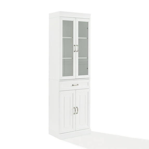Crosley Furniture Stanton Traditional Wood Glass Door Pantry in White