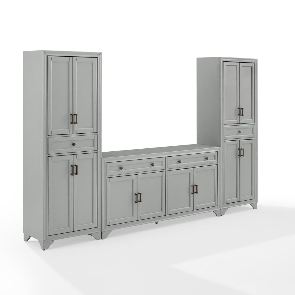 Tara Distressed Gray Modern Farmhouse Sideboard and Pantry Set