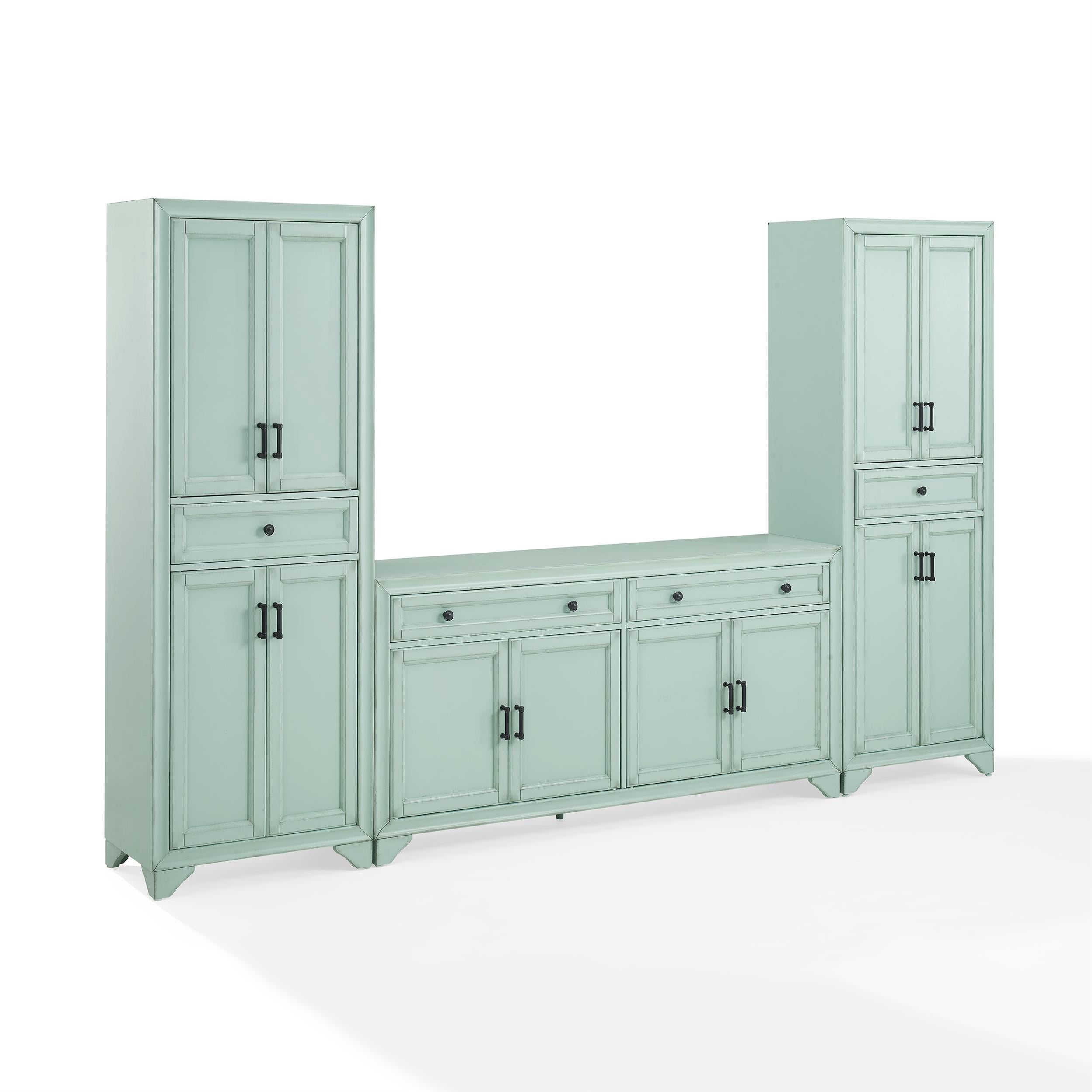 Crosley Furniture Tara 3Pc Sideboard And Pantry Set in Distressed
