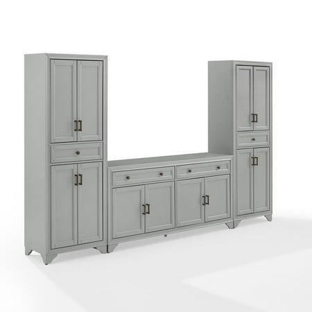 Crosley Furniture Tara 3PC Entertainment Center/Sideboard with Pantries in Gray