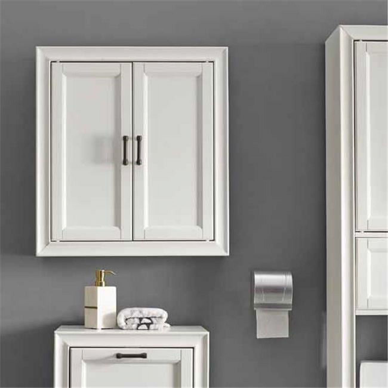 Tara Vintage White Pine Wall Cabinet with Antique Bronze Hardware