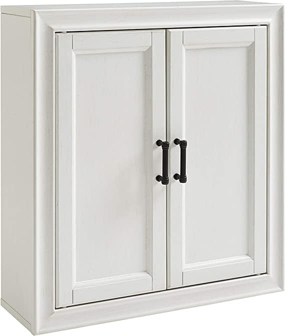 Tara Vintage White Pine Wall Cabinet with Antique Bronze Hardware
