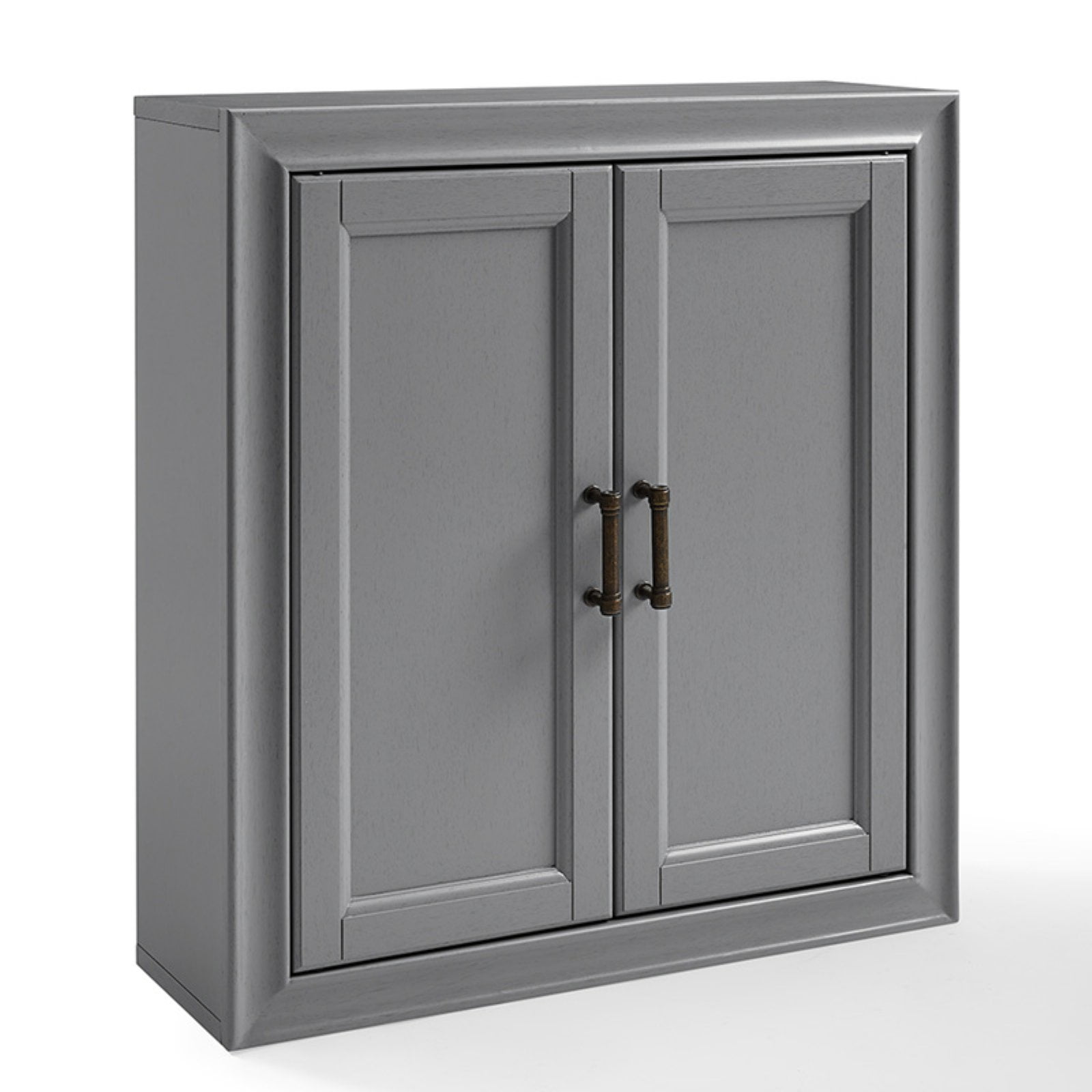 Tara Vintage Gray Pine Wood Wall Cabinet with Antique Bronze Hardware