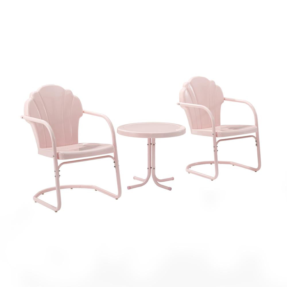 Crosley Furniture Tulip 3 Piece 22"Round Metal Patio Conversation Set in Pink