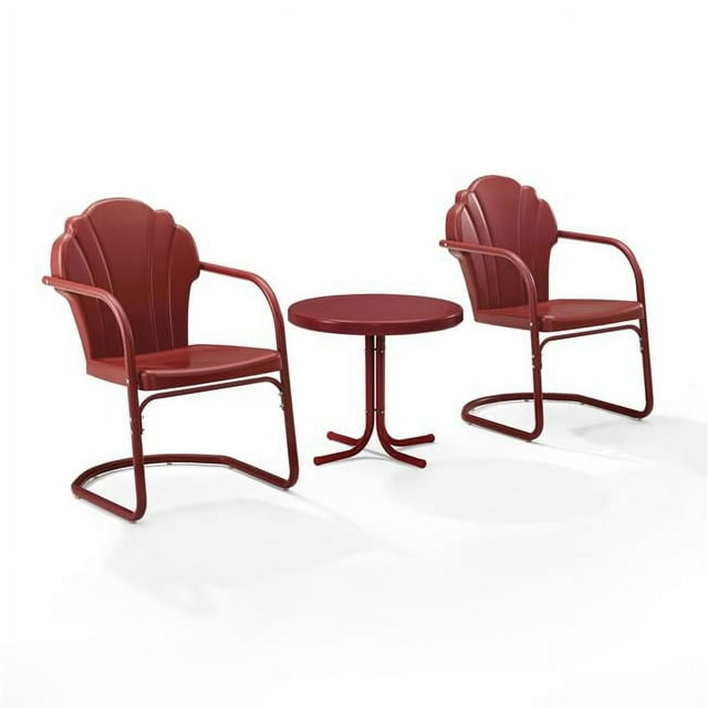 Crosley Furniture Tulip 3 Piece 22"Round Metal Patio Conversation Set in Red