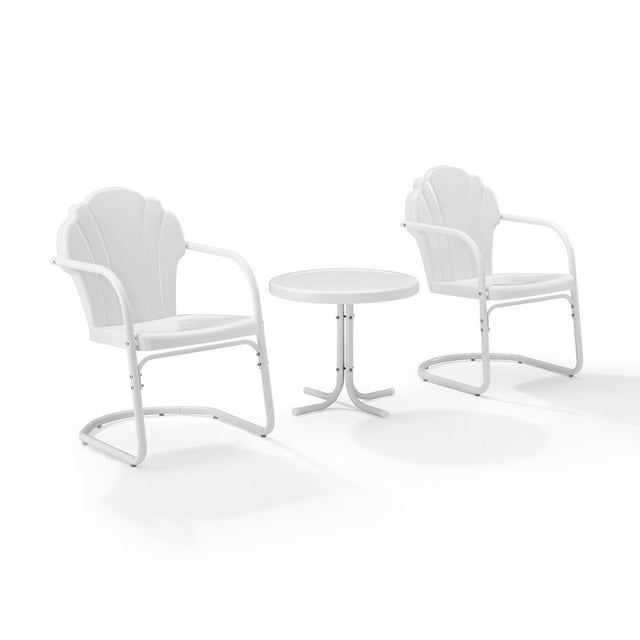 Crosley Furniture Tulip 3 Piece 22"Round Metal Patio Conversation Set in White