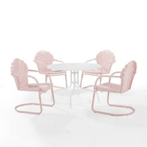 Crosley Furniture Tulip 5 Piece Metal Outdoor Dining Set in Pastel Pink