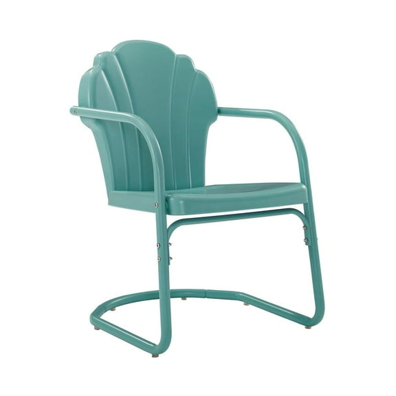 Tulip Retro Metal Chair Pastel Blue Satin