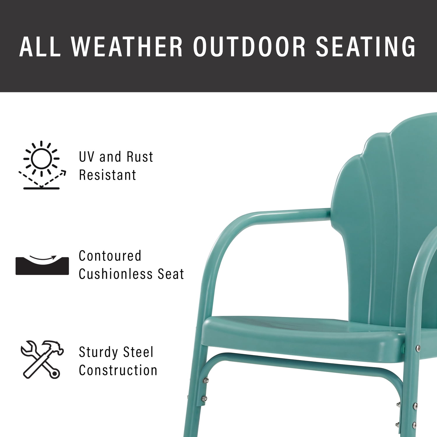 Crosley Furniture Outdoor Assembled Garden Patio Chair, Tulip