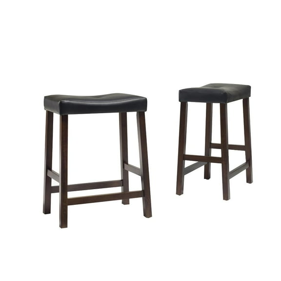 Crosley Furniture Upholstered Saddle Seat Bar Stool With 24" Seat Height - Set of 2-Color: Vintage Mahogany