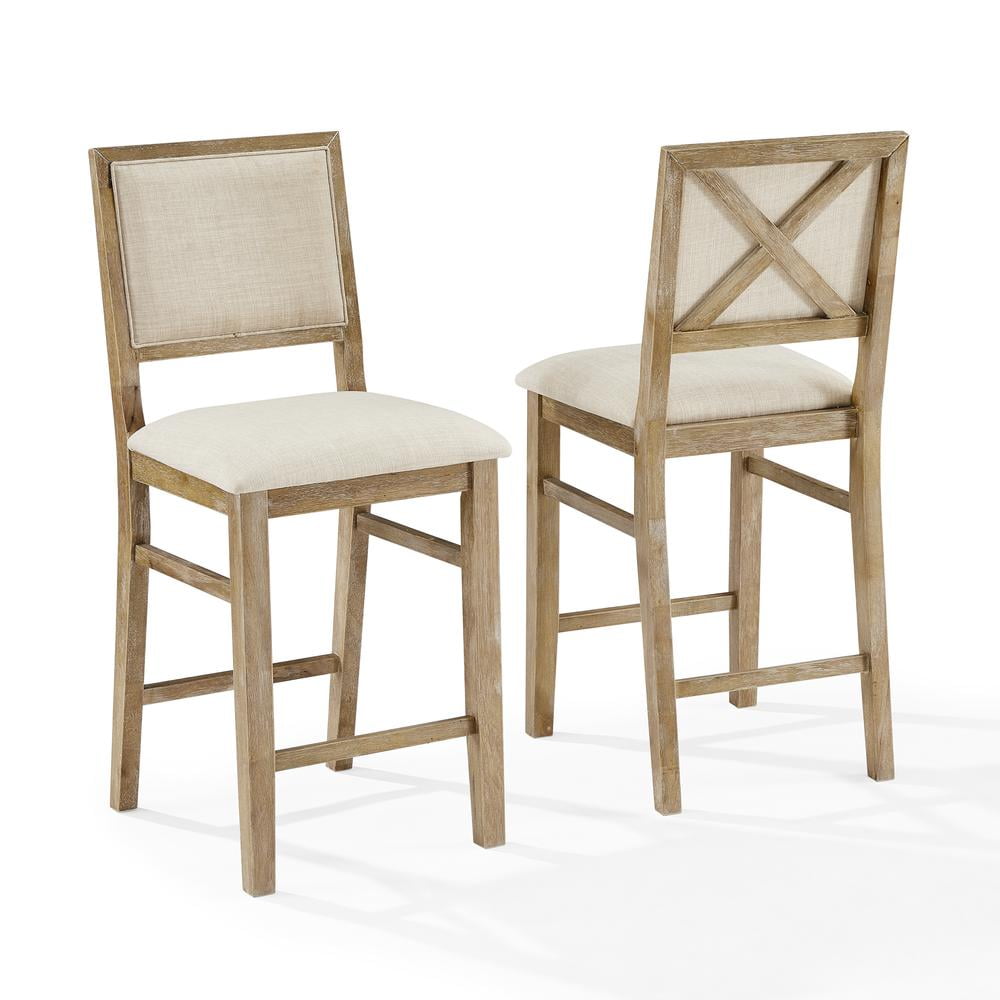 Crosley Furniture Upholstered Wood Counter Height Bar Stools, Rustic Brown (Set of 2)