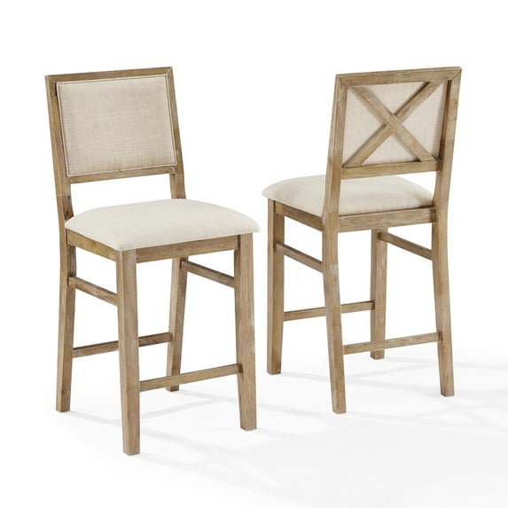 Crosley Furniture Upholstered Wood Counter Height Bar Stools, Rustic Brown (Set of 2)