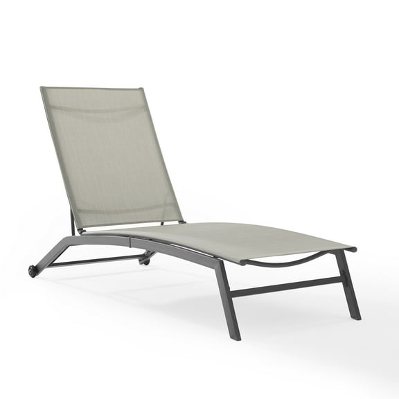 Crosley Furniture Weaver Reclining Mesh Outdoor Chaise Lounge Chair with Wheels for Patio, Deck, and Pool