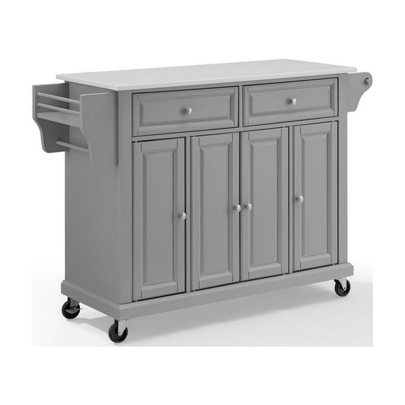 Crosley Furniture Wood Granite Top Kitchen Cart in Gray/White