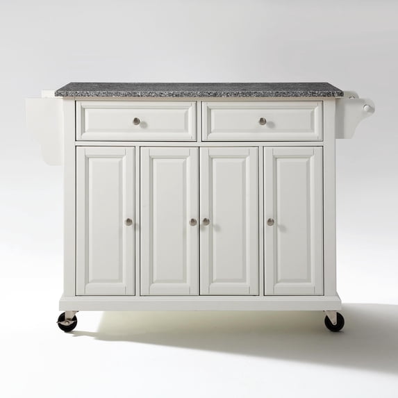 Crosley Furniture Wood/Solid Granite Kitchen Cart in White/Gray