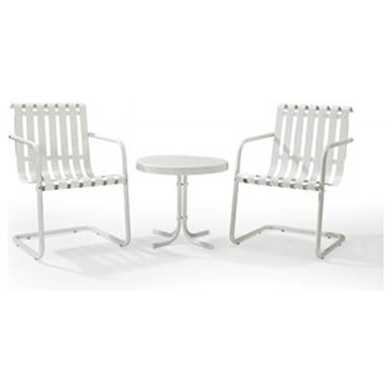 Alabaster White Retro 3-Piece Metal Outdoor Seating Set