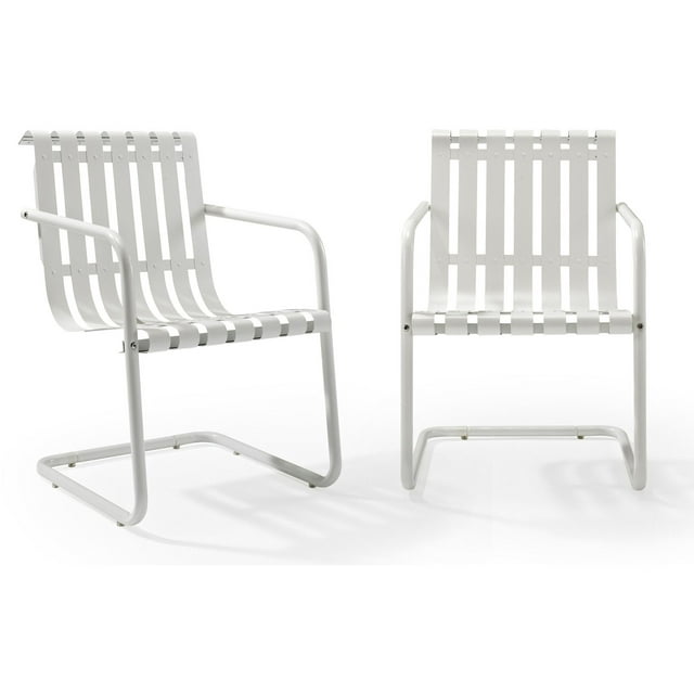 Crosley Gracie Metal Patio Chair in White (Set of 2)