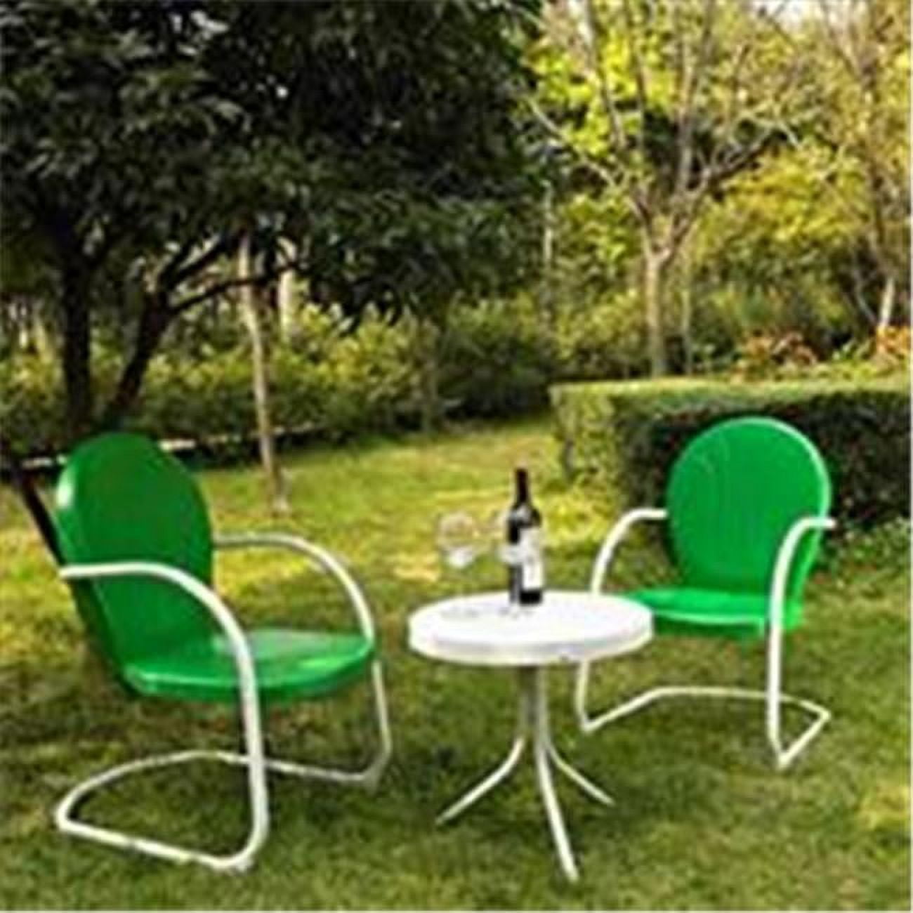 Crosley Griffith 3Pc Outdoor Metal Armchair Set White Gloss/White Satin Side Table & 2 Chairs