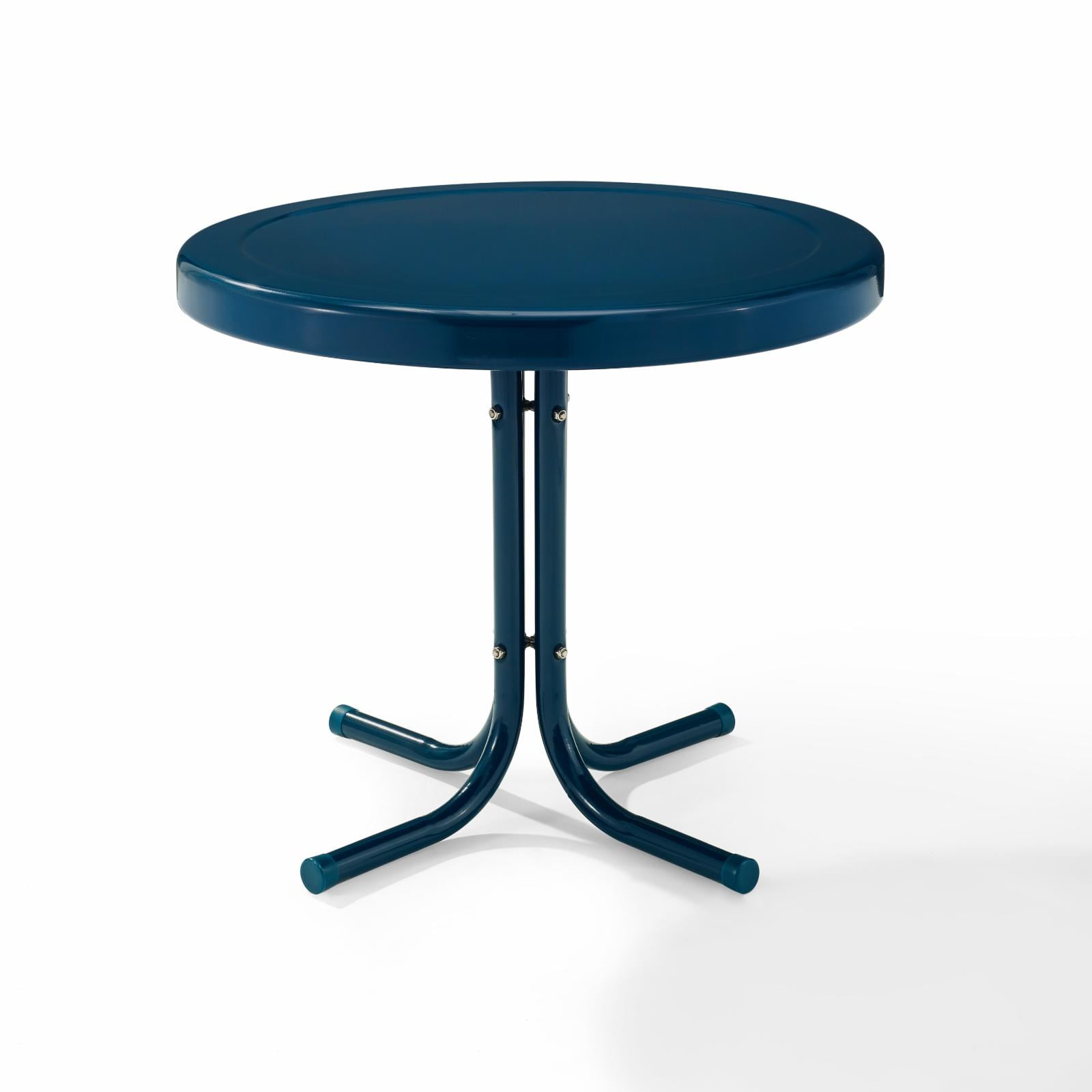 Navy Gloss Retro Steel Patio Side Table