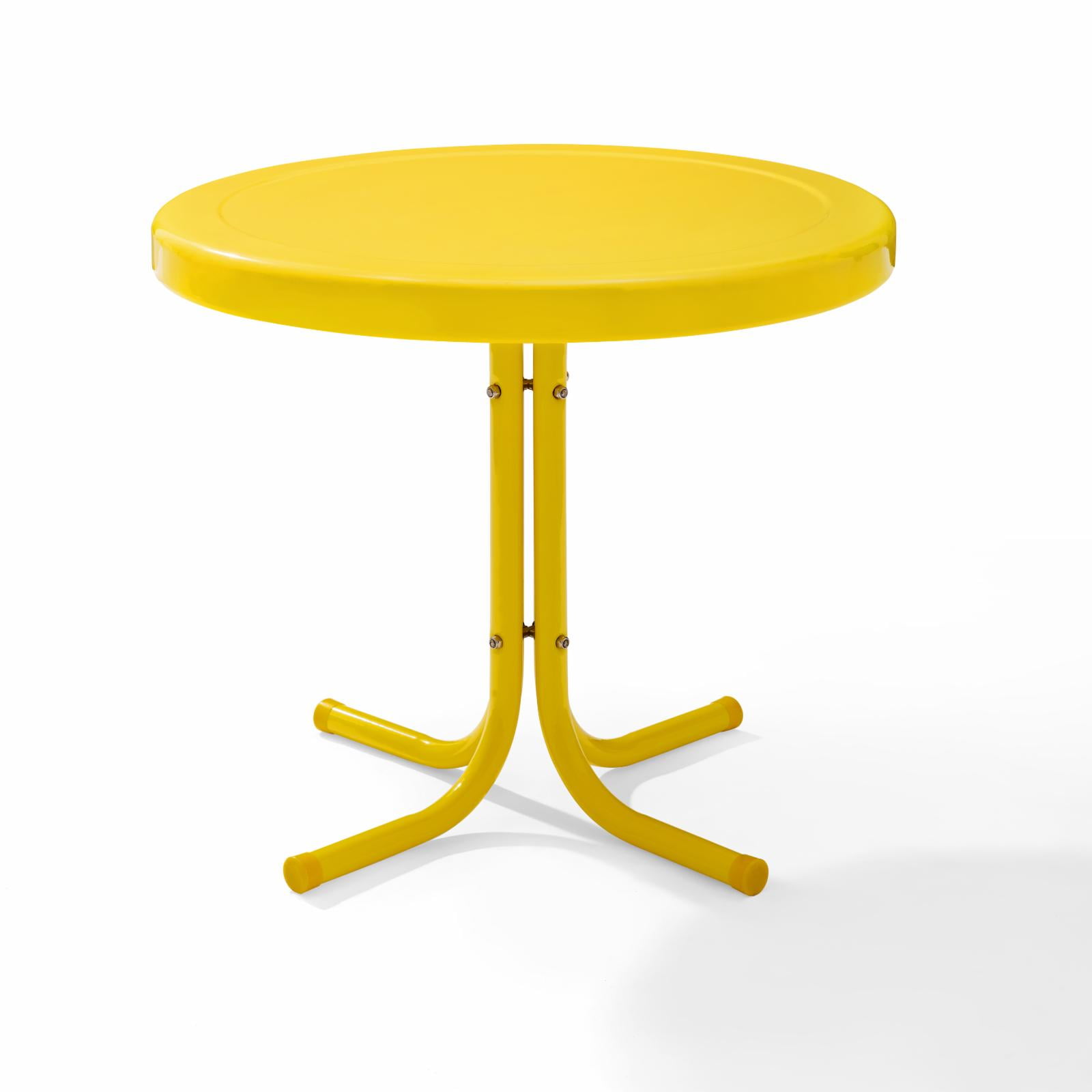 Bright Yellow Gloss Retro Metal Patio Side Table