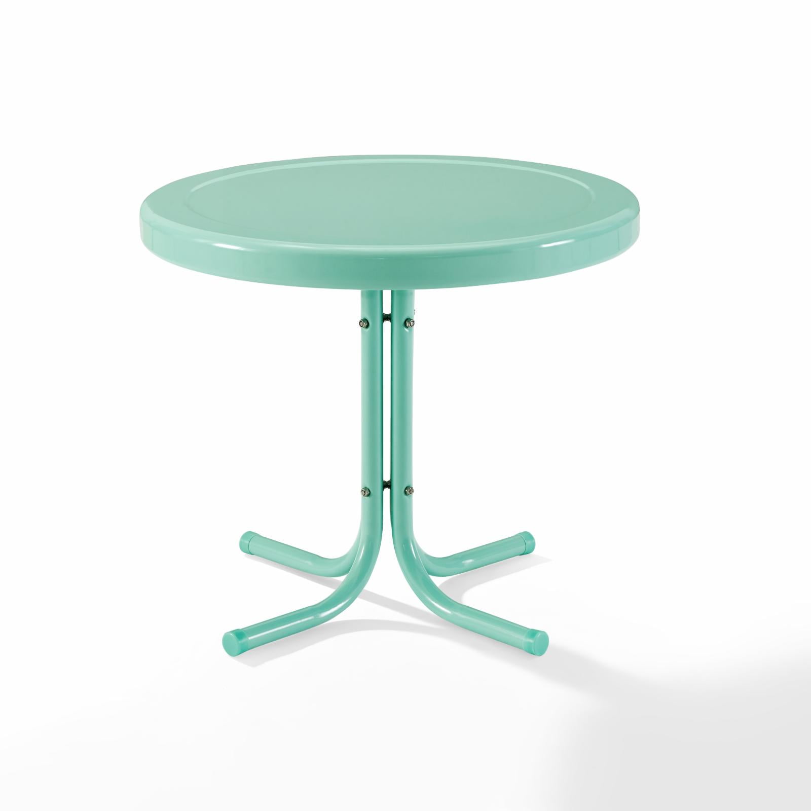 Aqua Retro Metal Round Outdoor Side Table