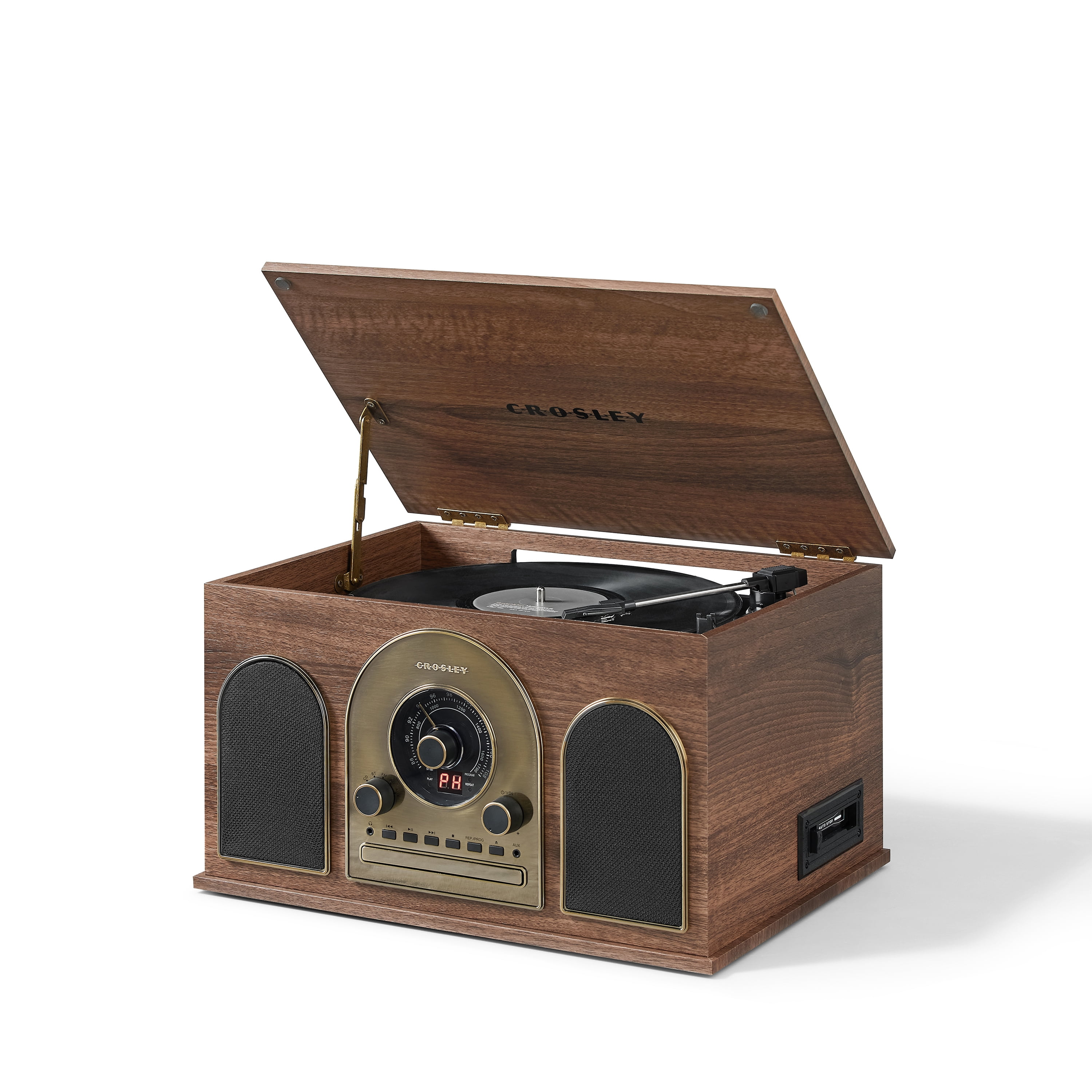 Crosley Hayes 8-In-1 Record Player with Speakers and Wireless