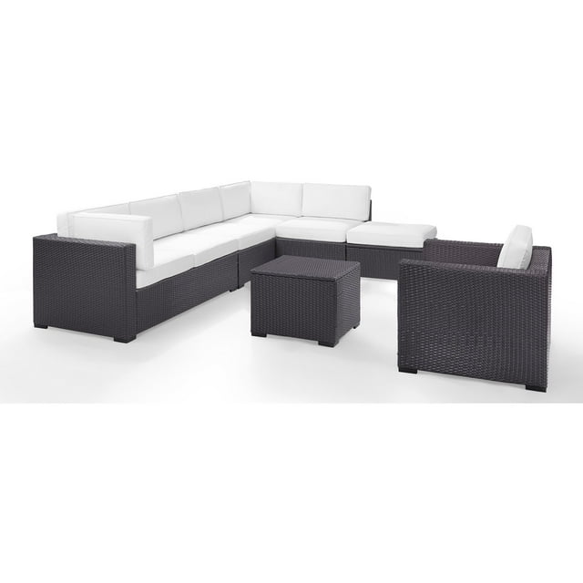 Crosley KO70107BR-WH Biscayne 6 Piece Outdoor Wicker Seating Set - White