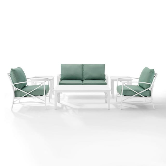 Crosley Kaplan 6Pc Outdoor Conversation Set- Loveseat, 2 Chairs, 2 Side Tables, Coffee Table