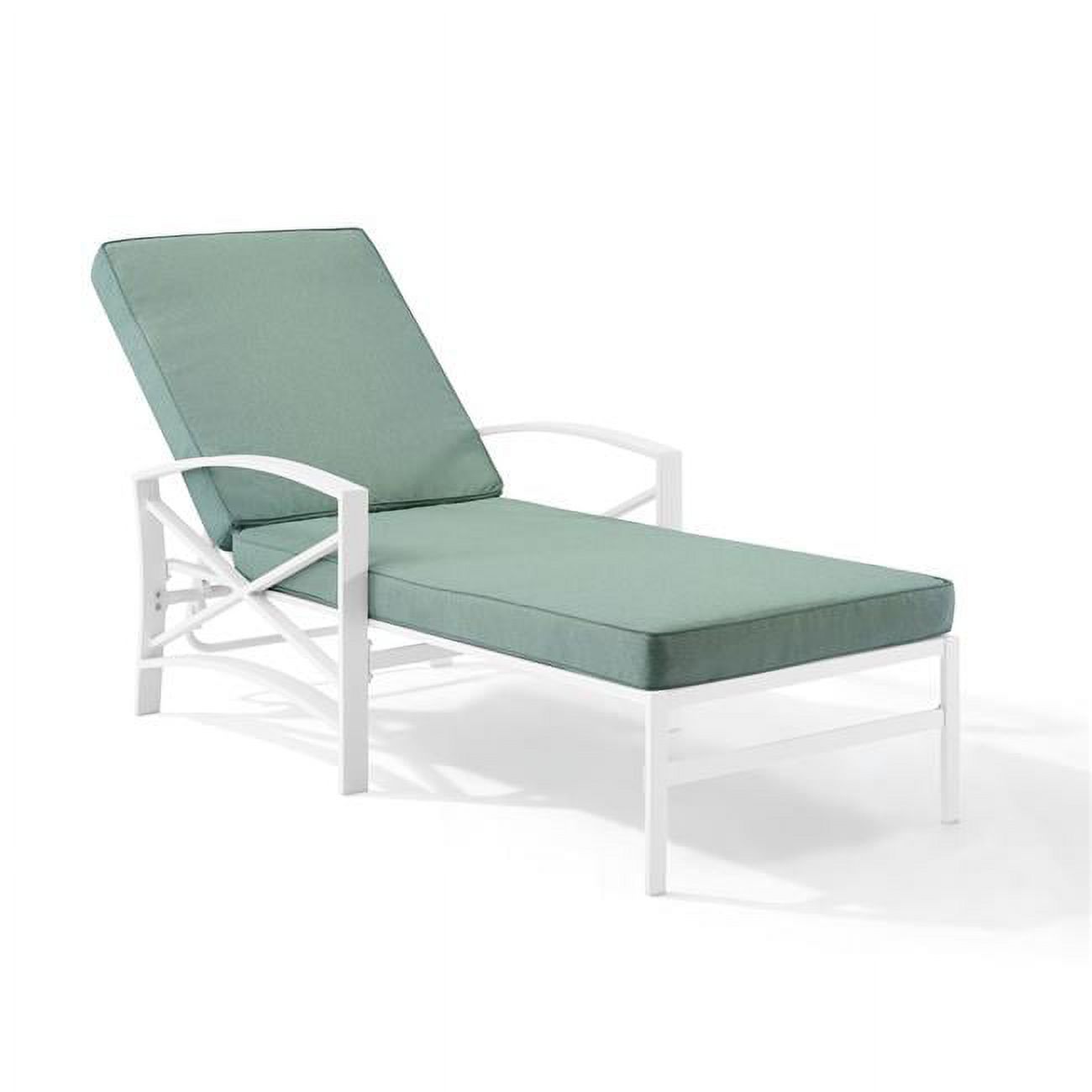 Crosley Kaplan Metal Patio Chaise Lounge in Mist and White - image 1 of 10