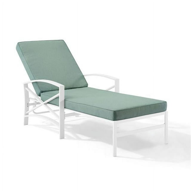 Crosley Kaplan Metal Patio Chaise Lounge in Mist and White