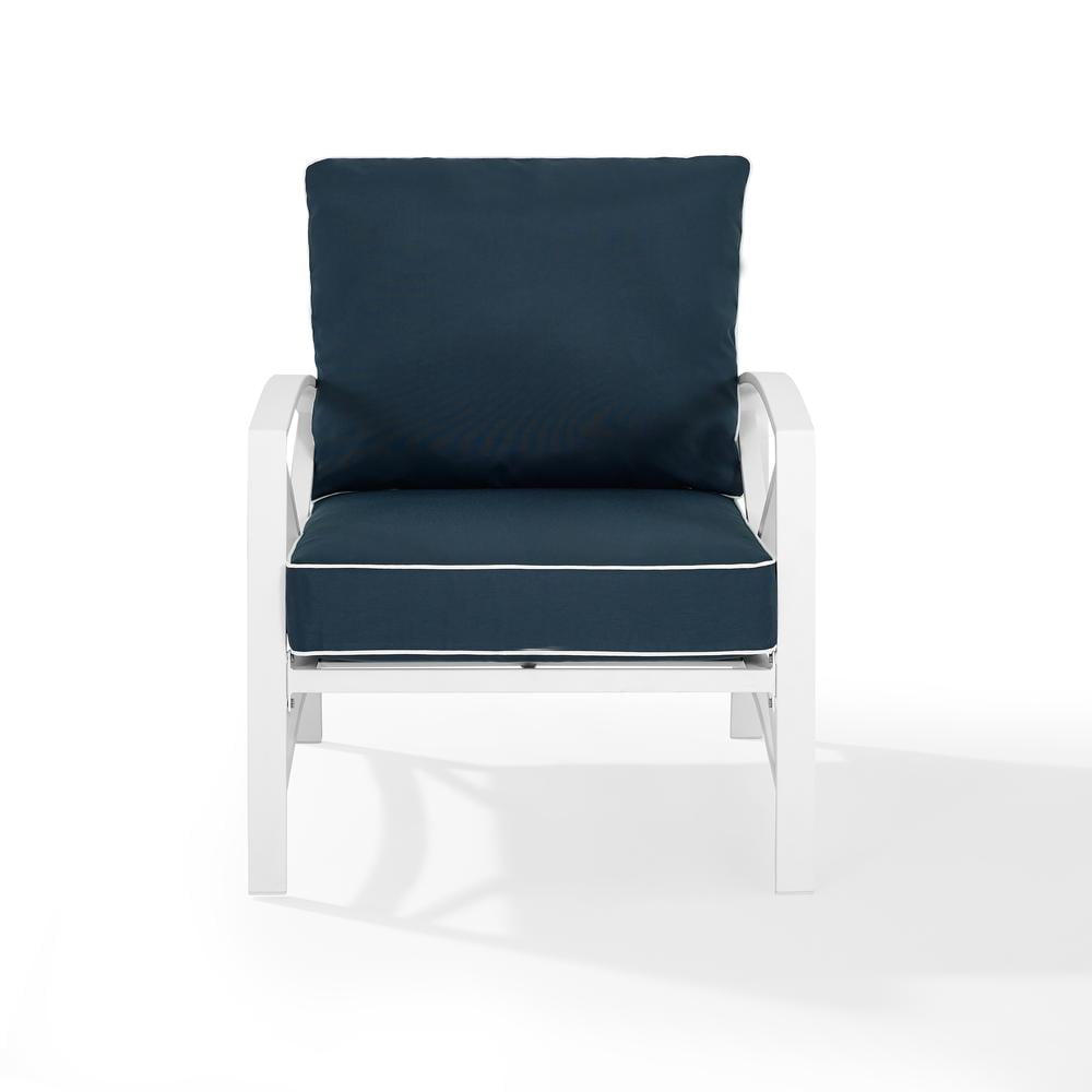 Crosley Kaplan Outdoor Single Patio Arm Chair in Navy and White ...