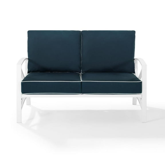 Crosley Kaplan Patio Loveseat in Navy and White