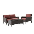 thumbnail image 1 of Crosley Furniture Kiawah 3Pc Outdoor Wicker Conversation Set- Sangria/Brown, 1 of 10