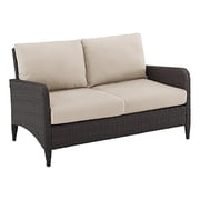 Crosley Kiawah Outdoor Wicker Loveseat in Beige