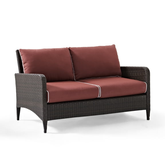 Crosley Kiawah Outdoor Wicker Loveseat in Sangria