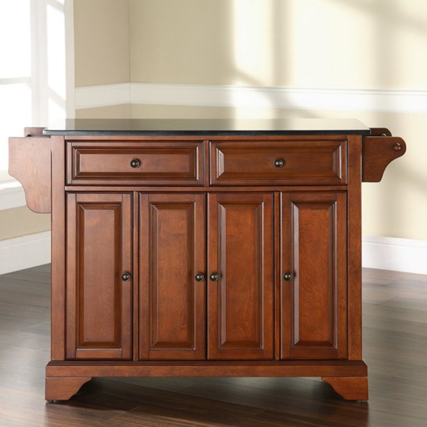 Crosley LaFayette Solid Black Granite Top Kitchen Island