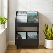 Crosley Liam Media Storage Cabinet, Black, Holds Up to 100 Records per Section
