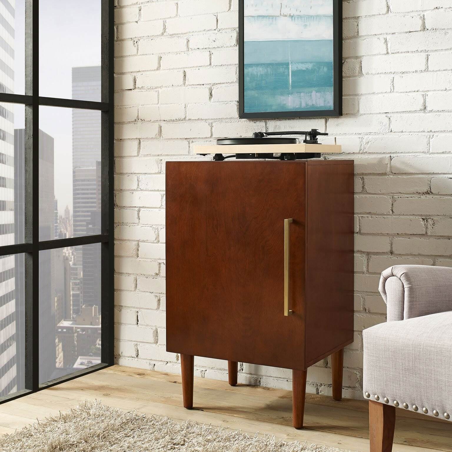 Crosley Mid Century Modern Everett Record Player Turntable Stand Storage Cabinet - image 1 of 11